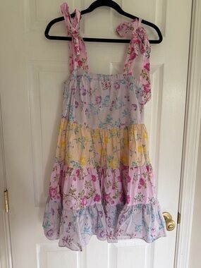 LoveShackFancy x Target Pastel Floral Tiered Sundress in Pink, Yellow, Blue